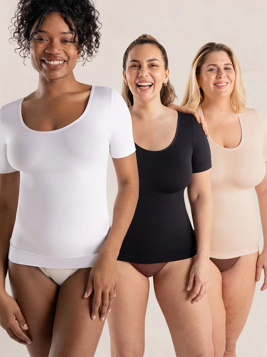 Camiseta Moldeadora Glow Essentials™ | Manga Corta Invisible